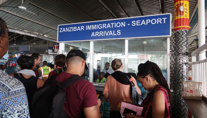 Zanzibar ferry terminal arrival tourists