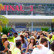 Tourists arriving at Zanzibar airport