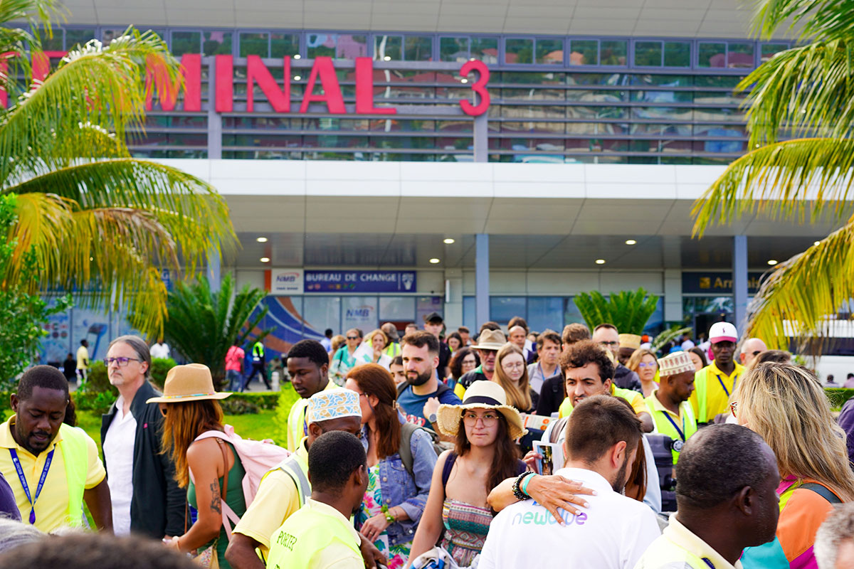 Tourists arriving at Zanzibar airport
